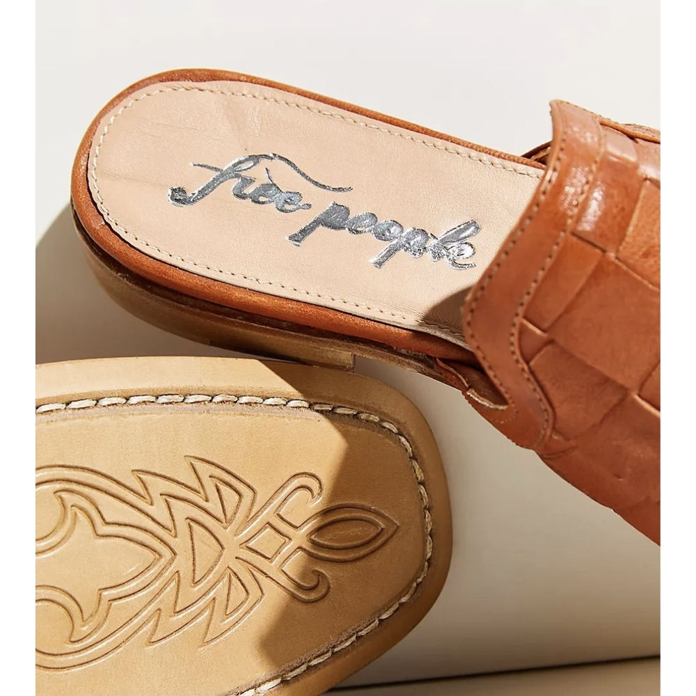 ❤️ Free People Italian Leather Maya Woven Mules Brown sz. 37 - Picture 8 of 12